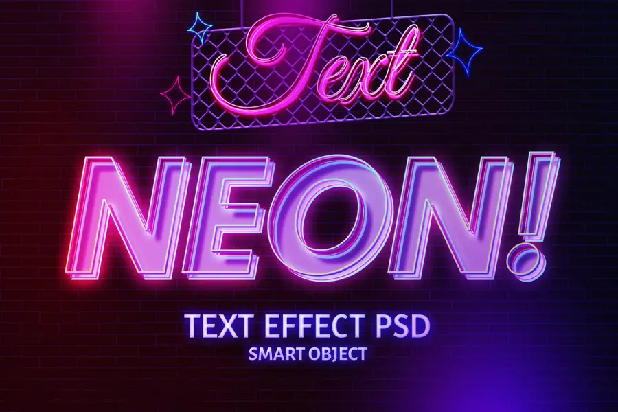 Modelo editável psd de efeito de texto neon grátis -