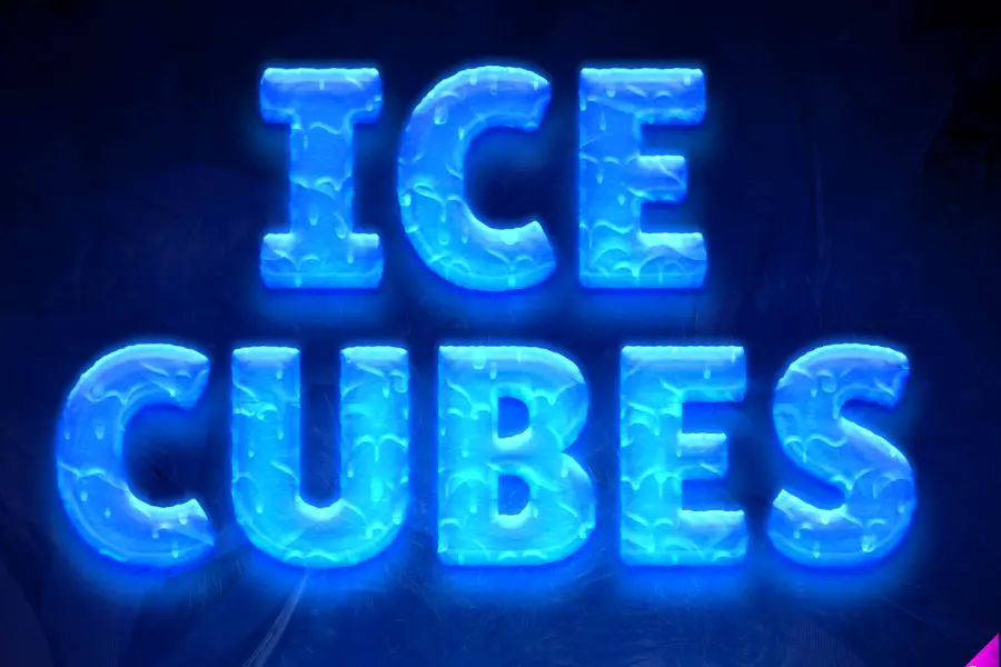 รูปแบบข้อความ Ice Cubes ฟรี PSD -