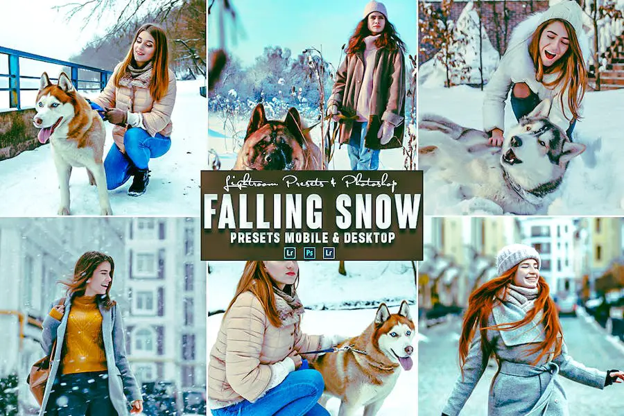 Falling Snow Photoshop Action și Lightrom Presets -