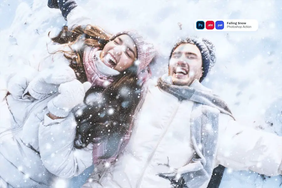 Acción de Photoshop con efecto de nieve que cae -