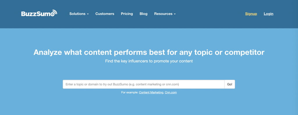 L'analyseur de contenu BuzzSumo.