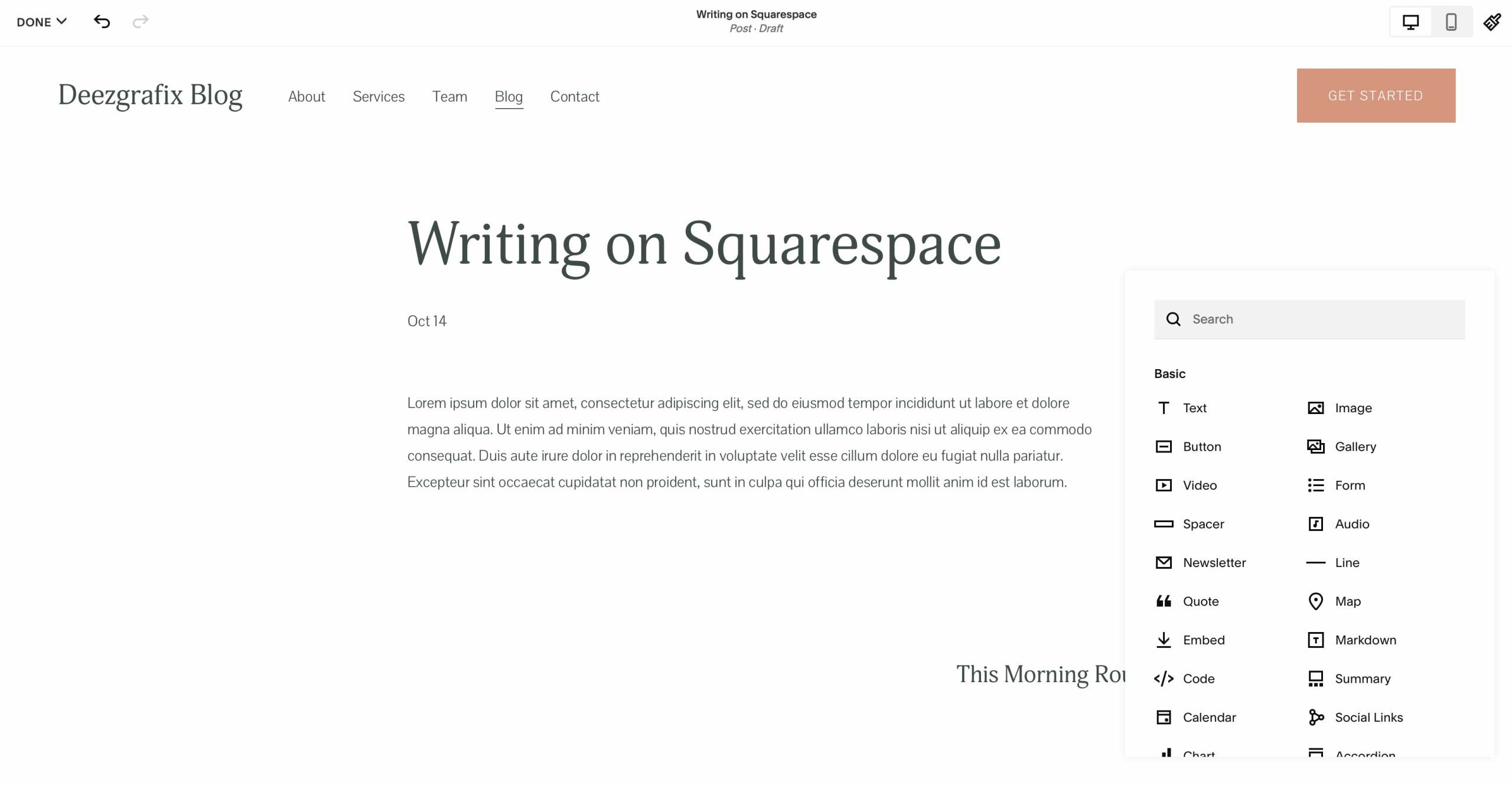 Instrumente de publicare Squarespace