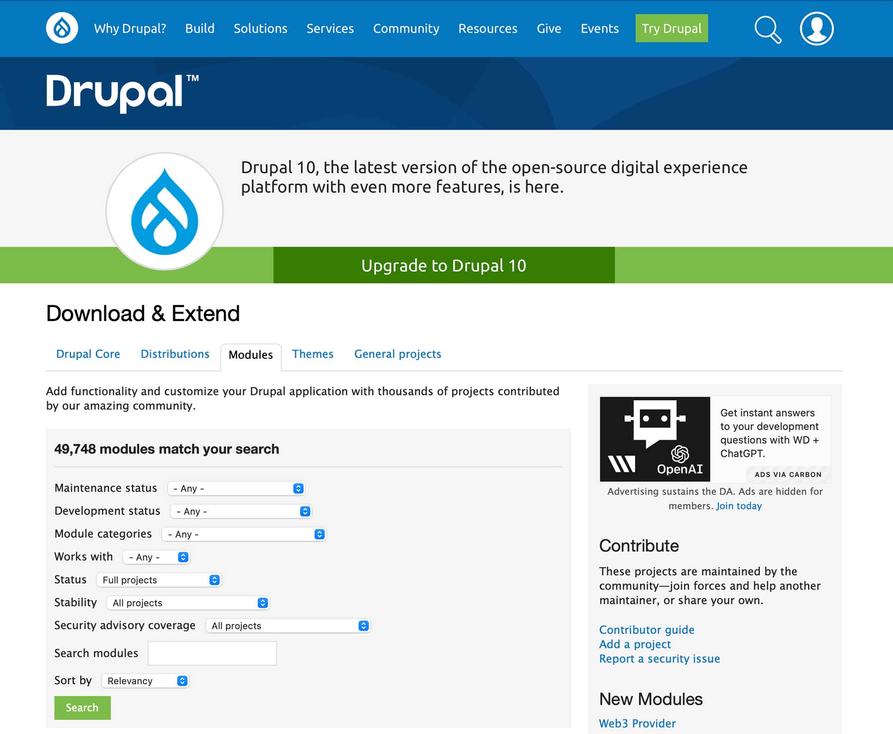 Moduły Drupala są jak wtyczki WordPress