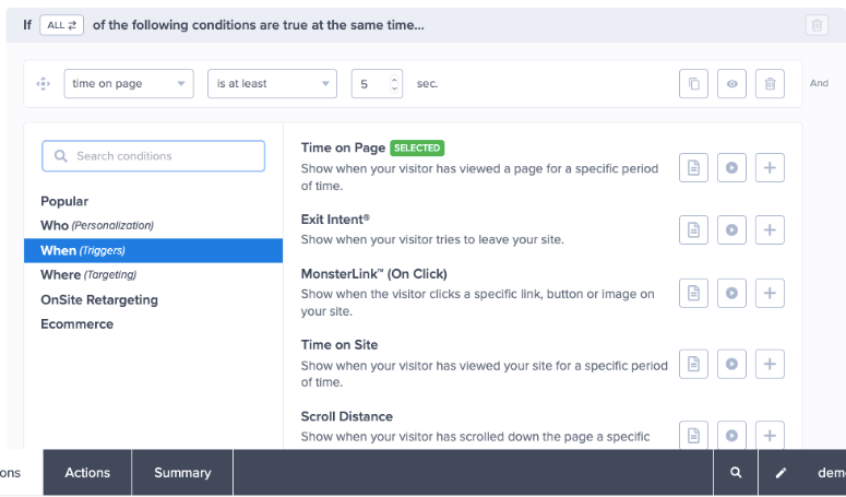 Nueva pestaña de reglas de visualización de OptinMonster