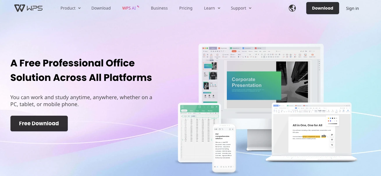 WPS Office es una excelente alternativa a Office 365.