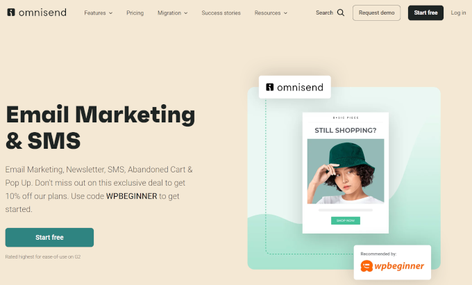 Omnisend WPBeginner landing page