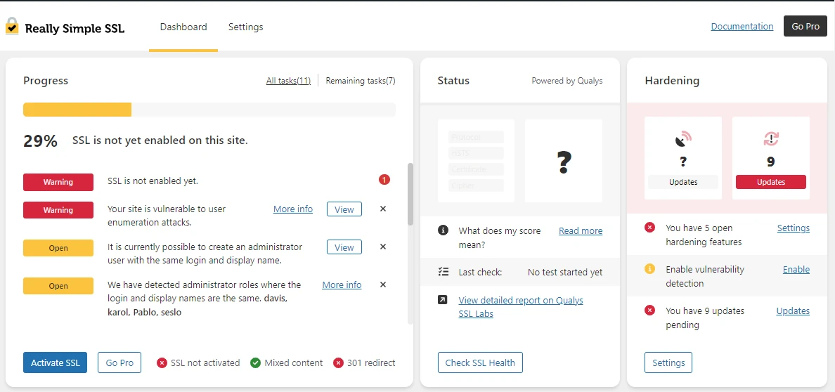 Activando SSL con Really Simple SSL.