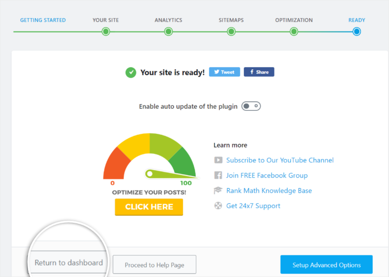 rank math setup wizard complete