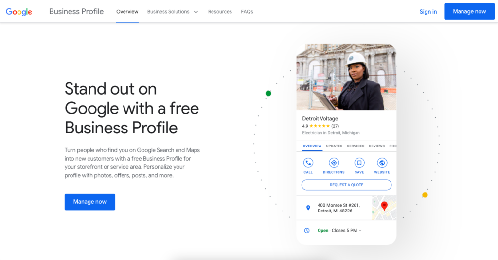 Google ビジネス プロフィールのランディング ページの概要