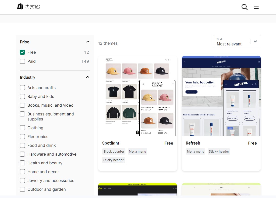 Shopify Teme gratuite și plătite pentru Design Storefront