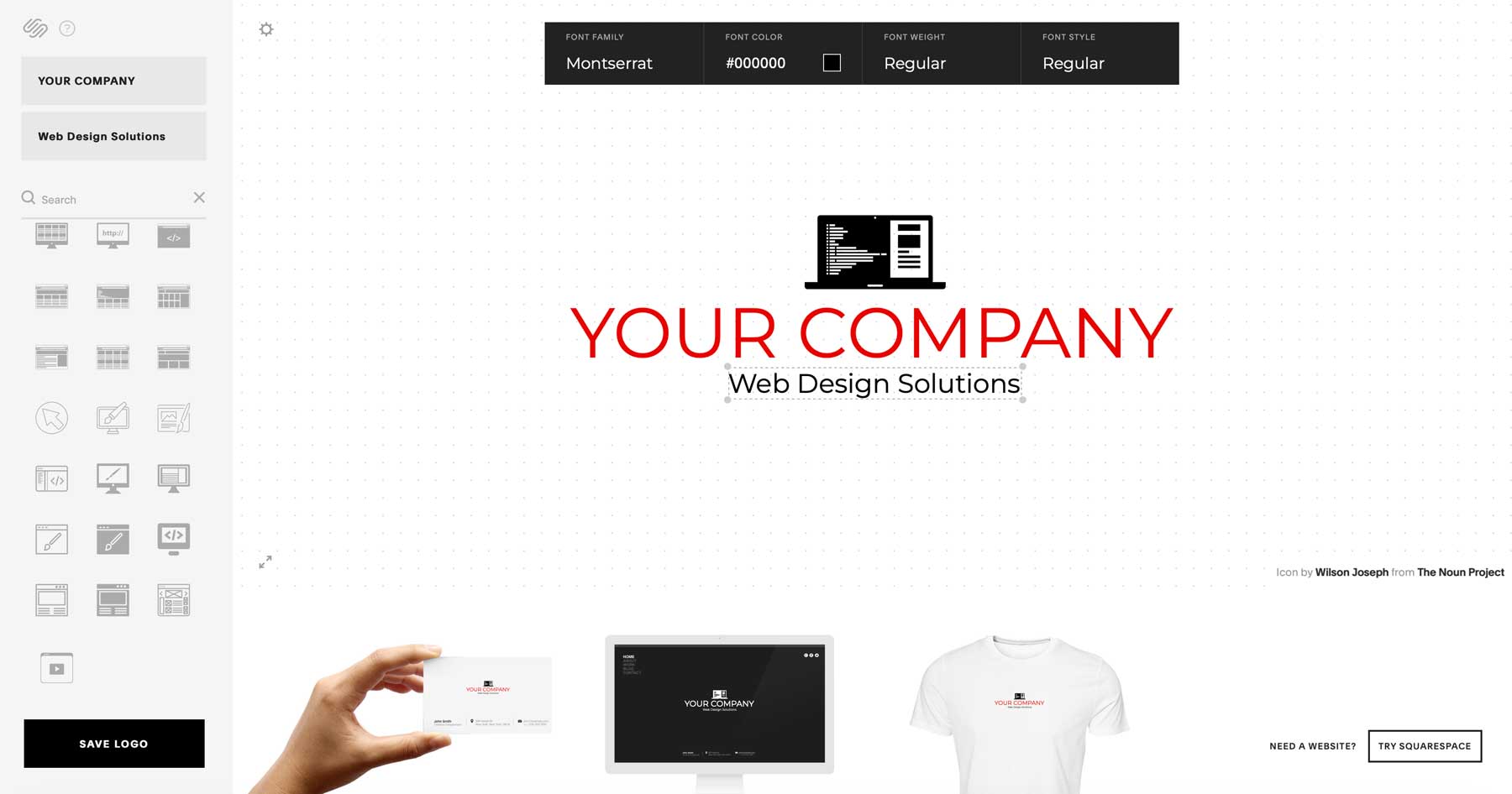 Editor del logo Squarespace