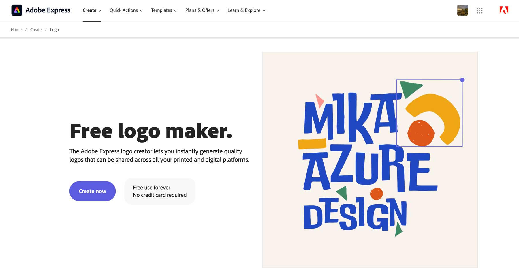 Creador de logotipos de Adobe Express