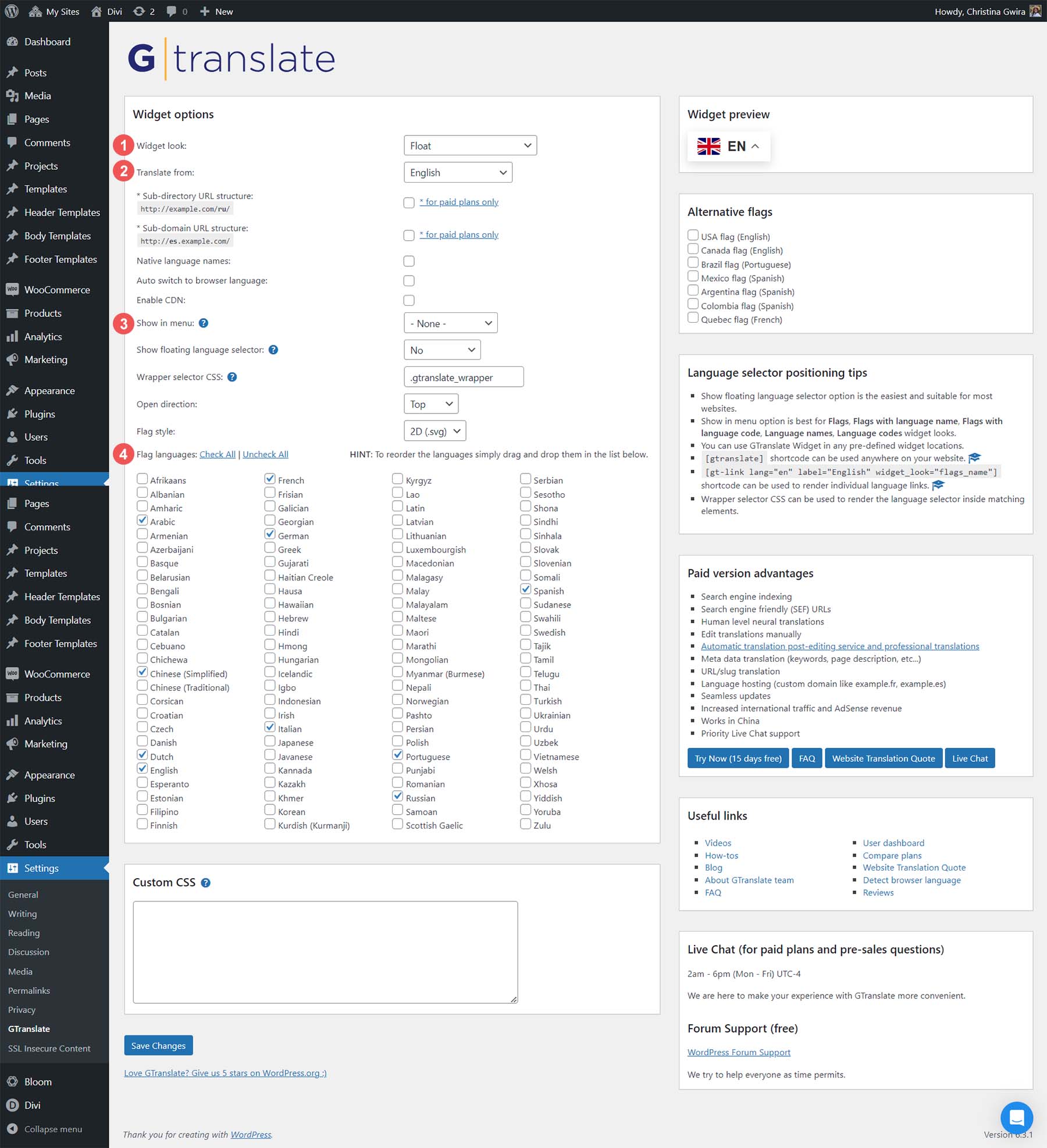 การตั้งค่า GTranslate