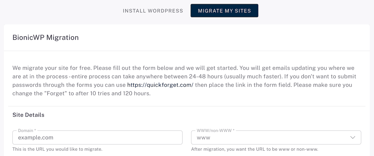 サイトを BionicWP に移行する