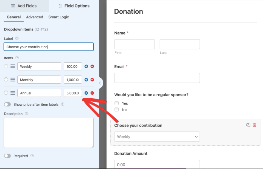 แก้ไขฟิลด์ดรอปดาวน์ใน WPForms