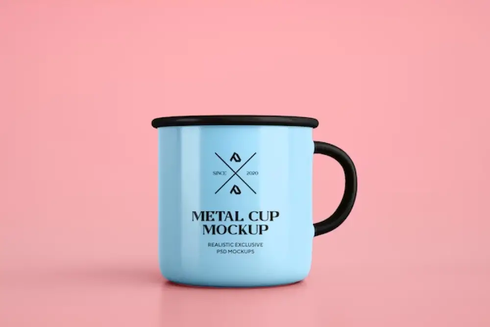 maquete de caneca esmaltada clássica gratuita (psd) -