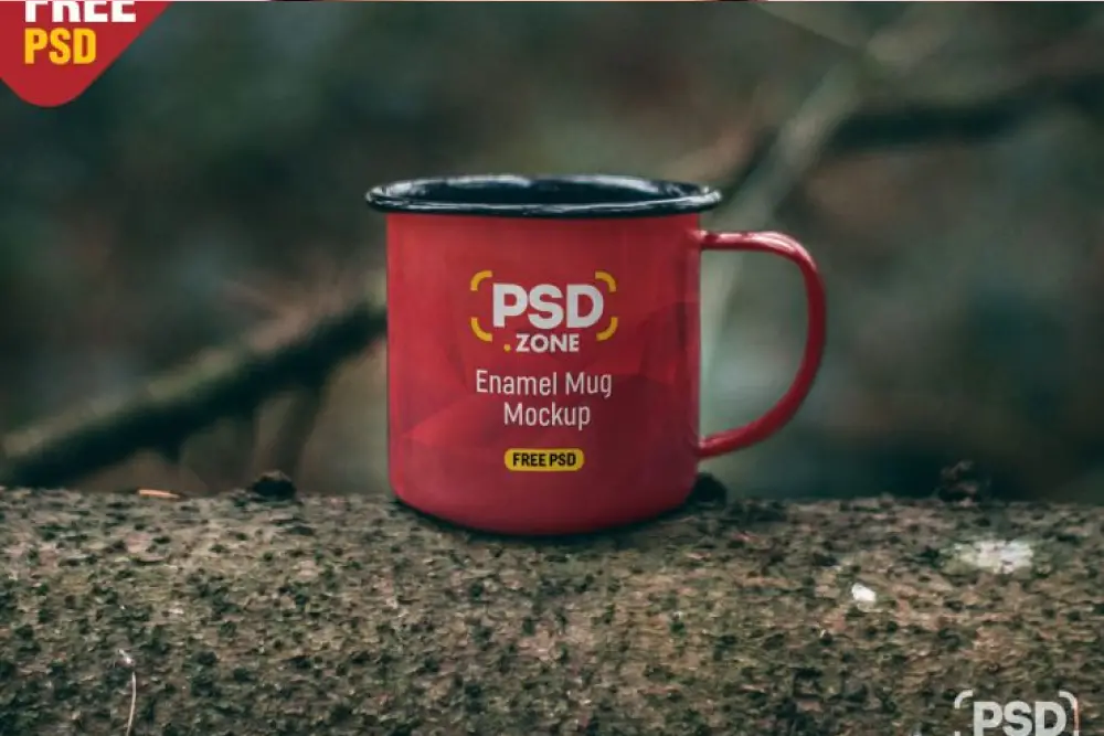 Maqueta de taza esmaltada PSD gratis -