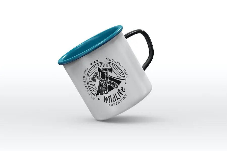 Modelo de maquete de caneca de acampamento esmaltada -