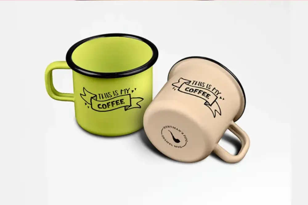 Mockup psd mug enamel -