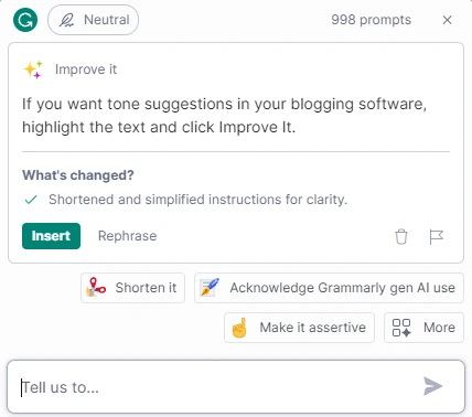 Grammarly プレミアムの改善。