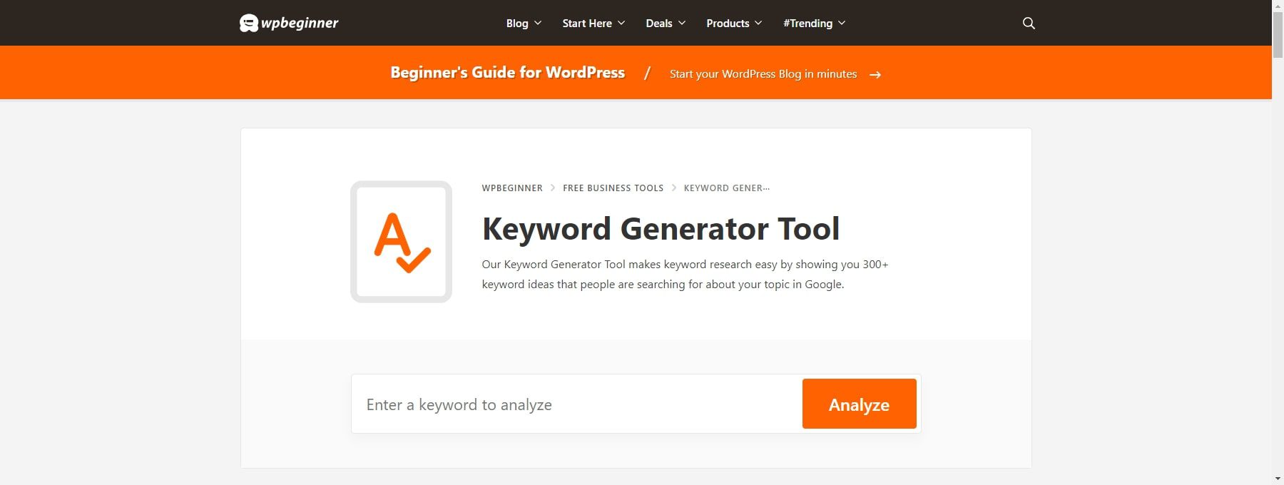 WPBeginner Keyword-Recherche-Tool