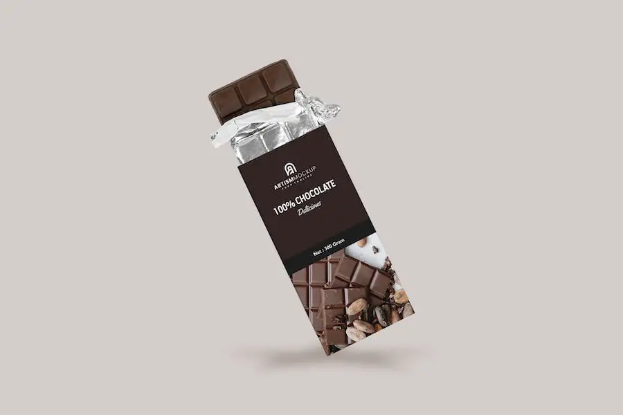 Mockup di cioccolato da imballaggio -