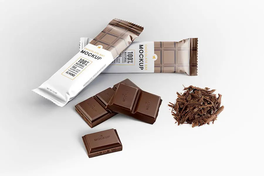 Mockup di imballaggio della barretta di cioccolato -