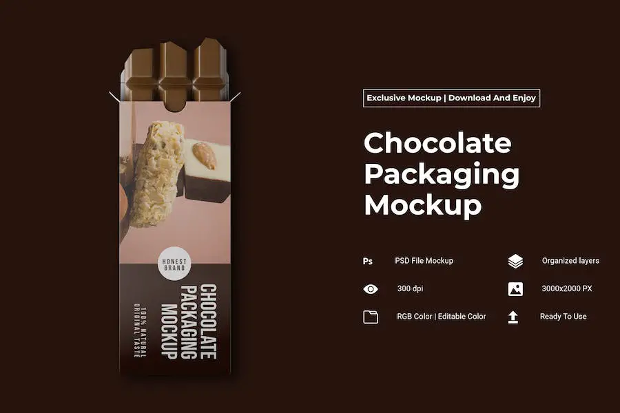 Mockup di confezione di cioccolato -