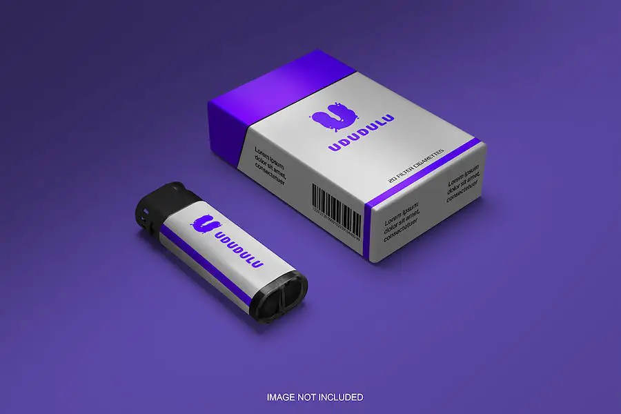 Rokok dan korek api Mockup -