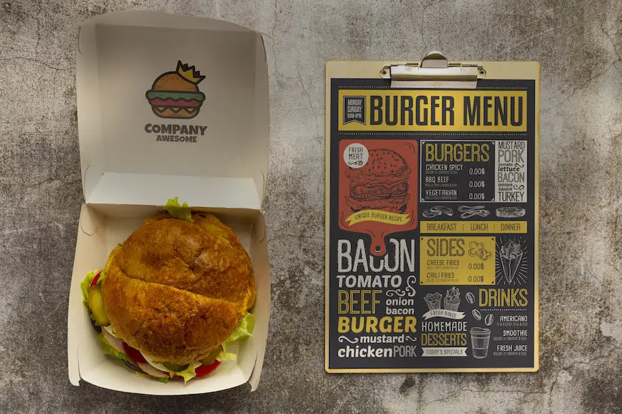 Maquete de menu de fast food -