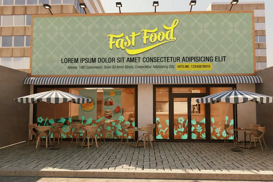 Fast Food Satış Noktaları İçin Mockup Markası -