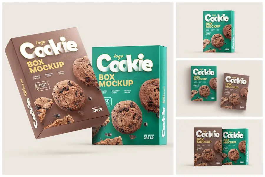 Cookie-Box-Verpackungs-Mockup-Set –