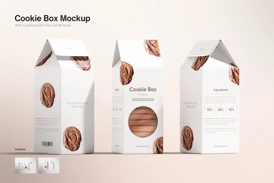 Mockup Kotak Kue (Jendela Die Cut yang Dapat Diedit) -