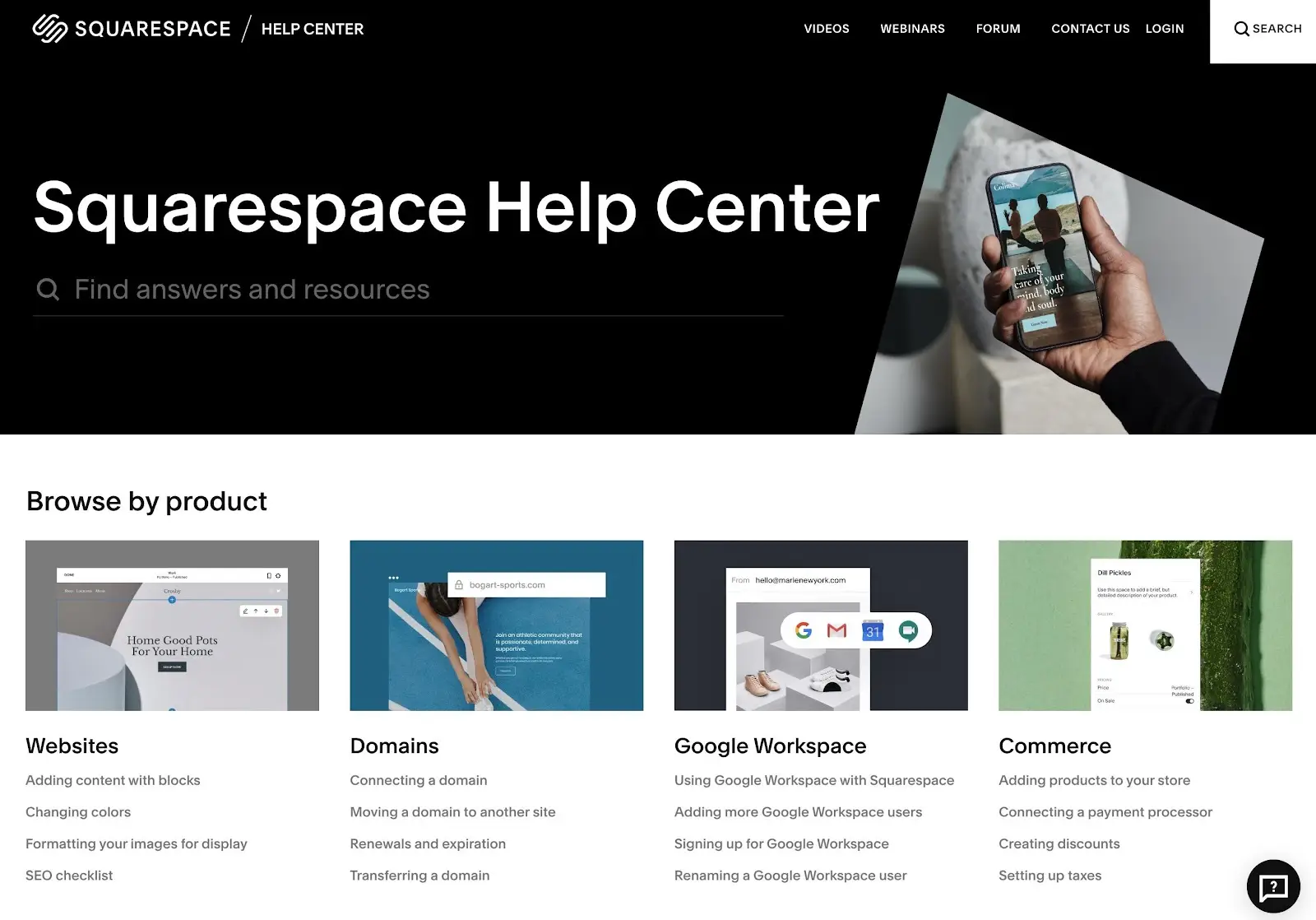 Pusat bantuan dari ulasan Squarespace Ecommerce kami.