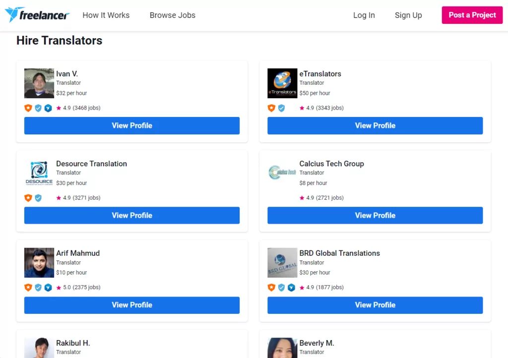 freelancer.com'dan serbest çevirmenler