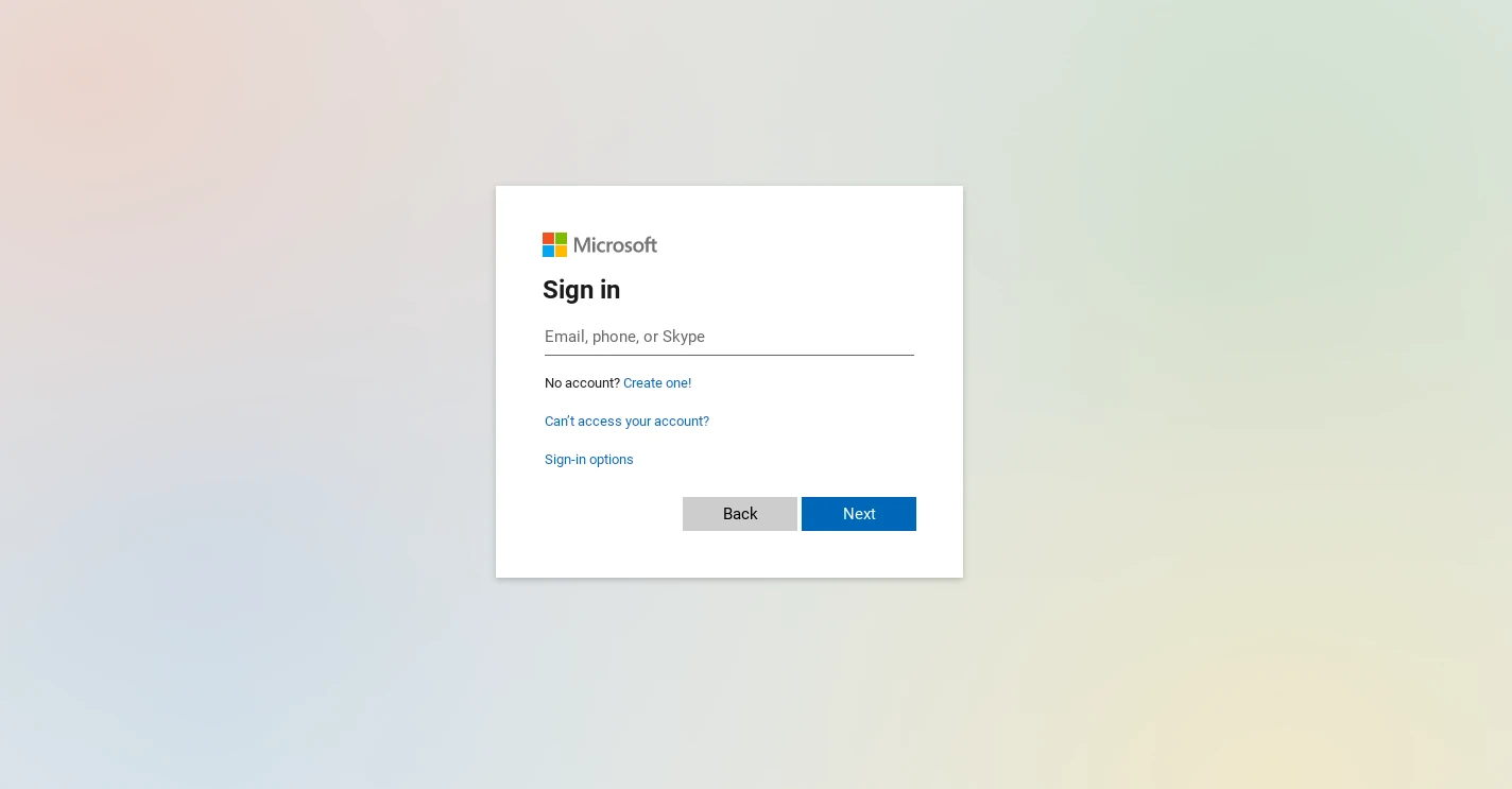 Pagina de conectare la Microsoft 365.