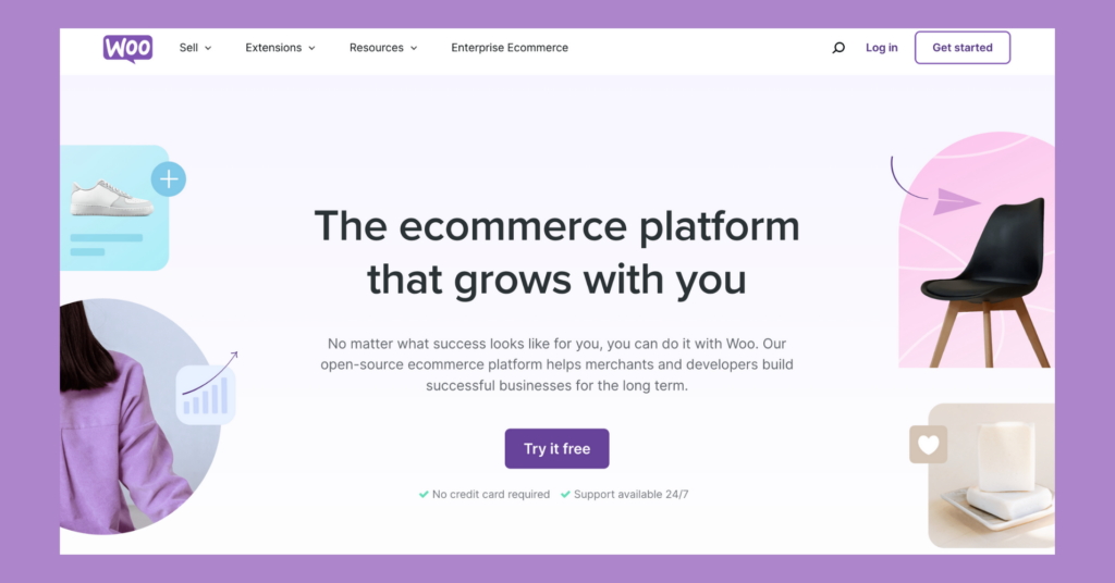 Captura de pantalla de la página de inicio de WooCommerce