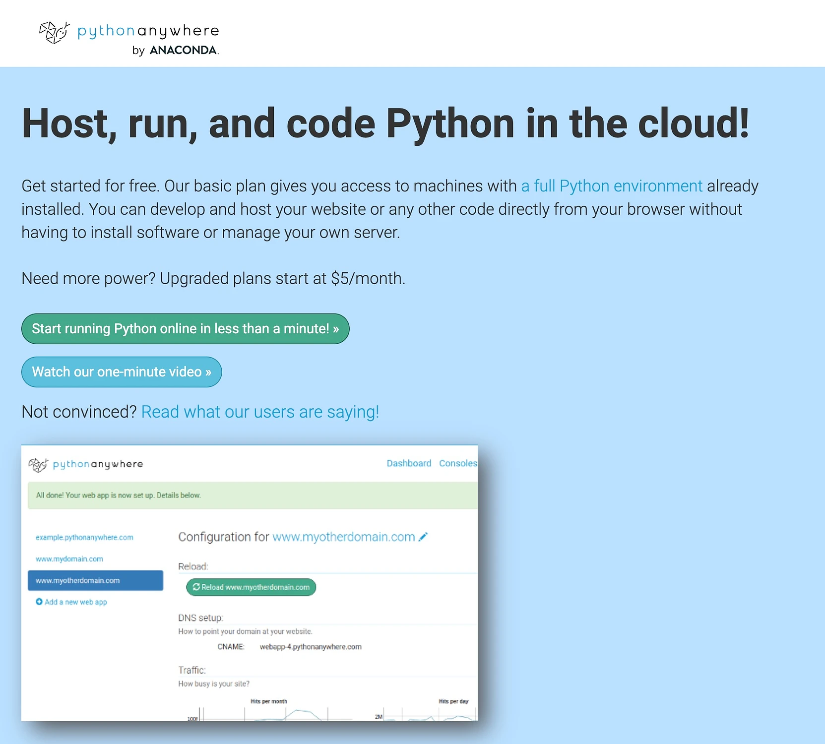 Python Anywhere offre alcuni dei migliori hosting per Django.