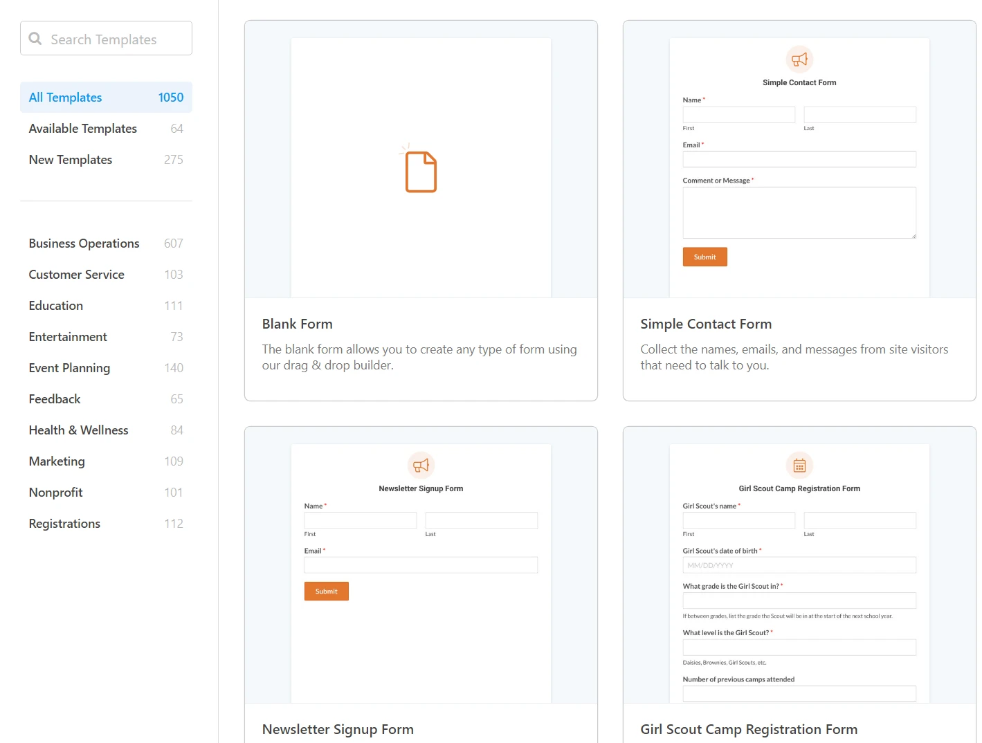 Formularvorlagen in WPForms.