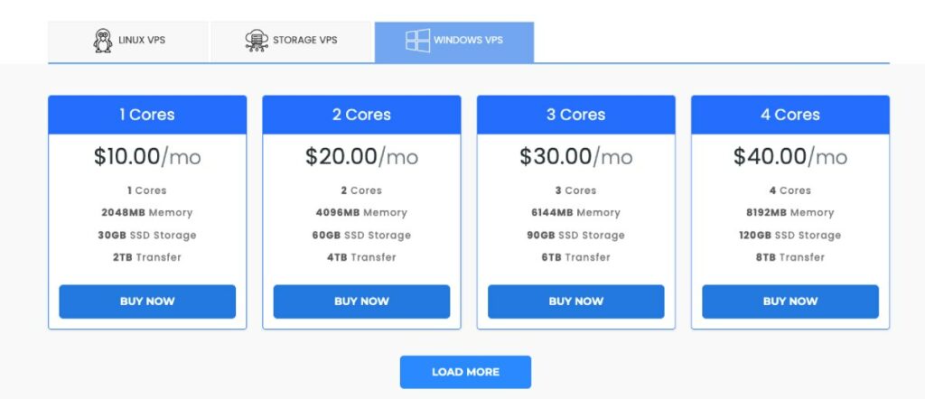 تسعير Interserver Windows VPS