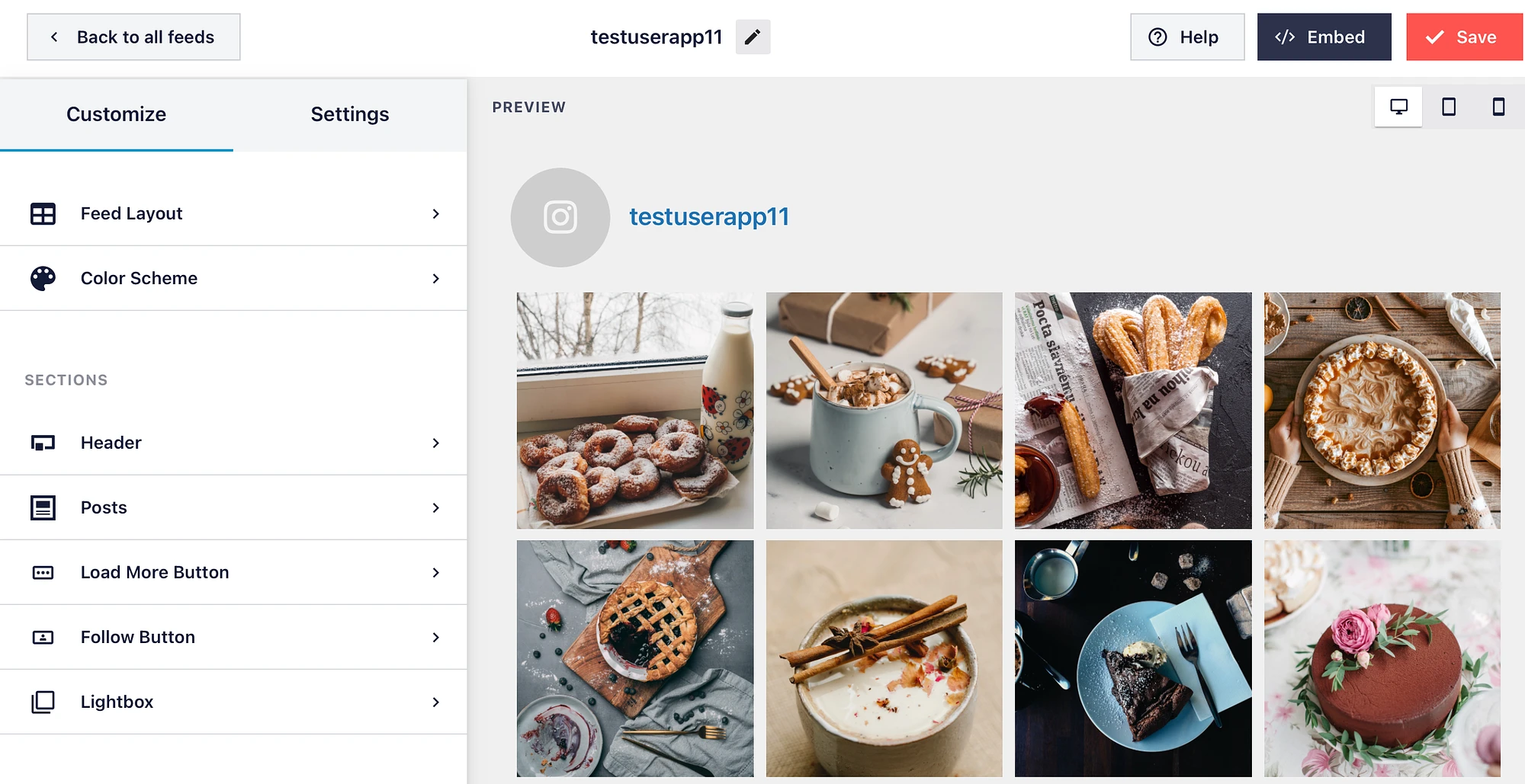 Personaliza tu feed de Instagram de WordPress.