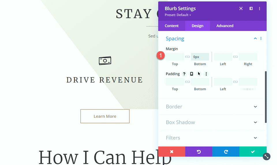 Divi ใช้ Divider Module เพื่อสร้างความสมดุลในการออกแบบ Margin Bottom