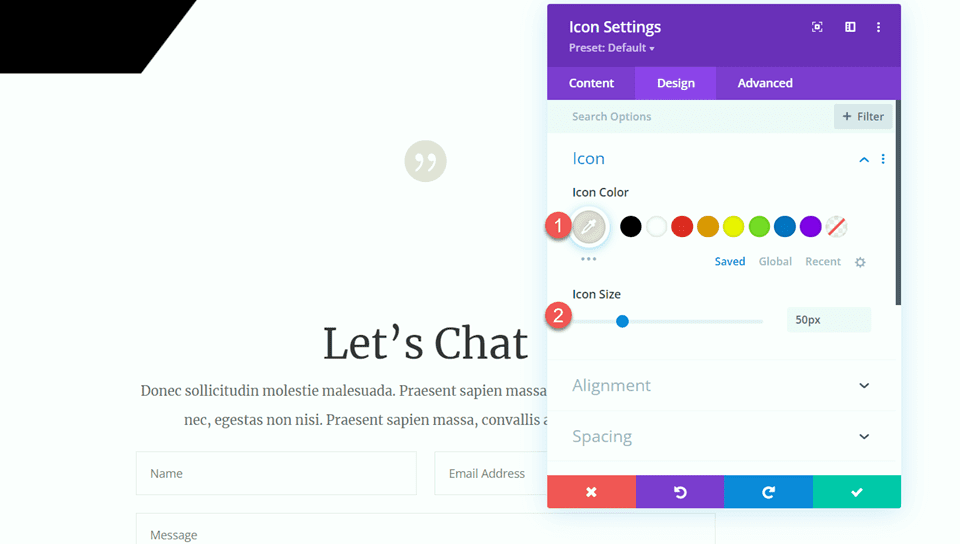 Divi verwendet das Divider-Modul, um ein Gleichgewicht in der Farbgröße des Designsymbols zu schaffen