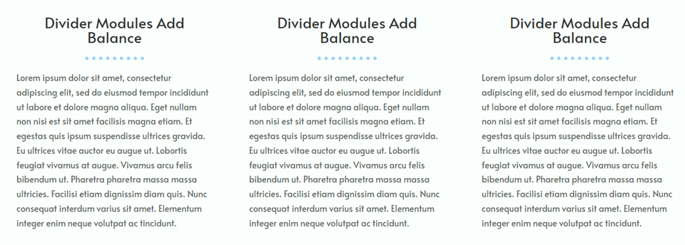 Divi usa módulo divisor para criar equilíbrio no exemplo de design 2