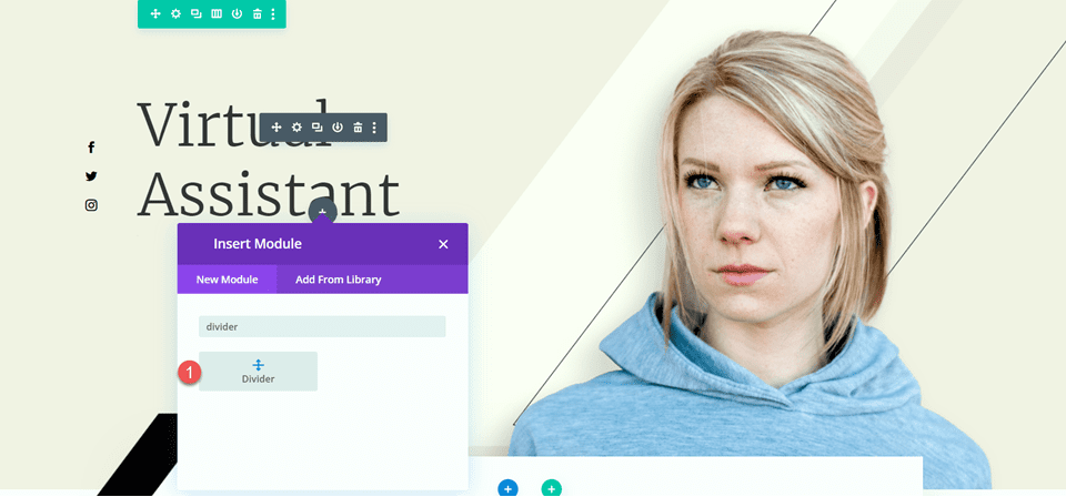 Divi verwendet das Divider-Modul, um ein Gleichgewicht im Design zu schaffen. Fügen Sie einen Divider hinzu