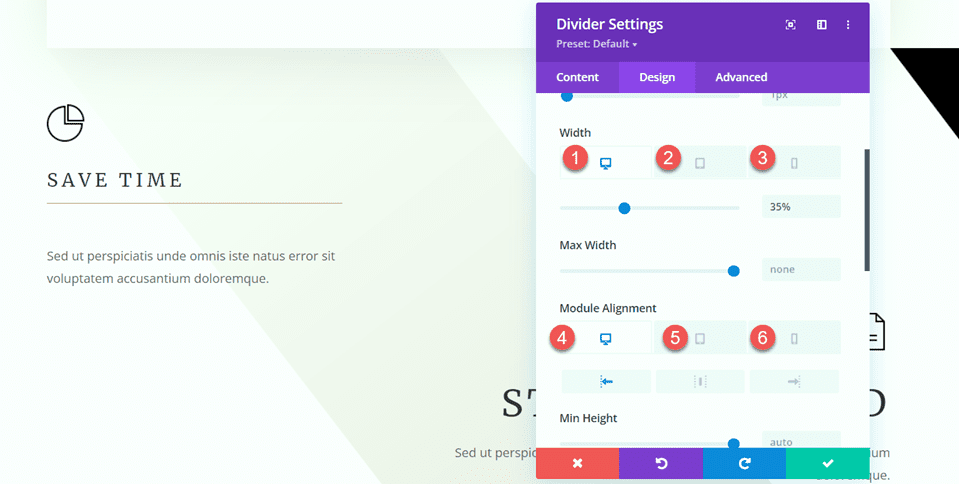 Divi usa módulo divisor para criar equilíbrio na largura do design