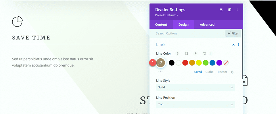 Divi verwendet das Divider-Modul, um eine Balance in der Farbe der Designlinien zu schaffen