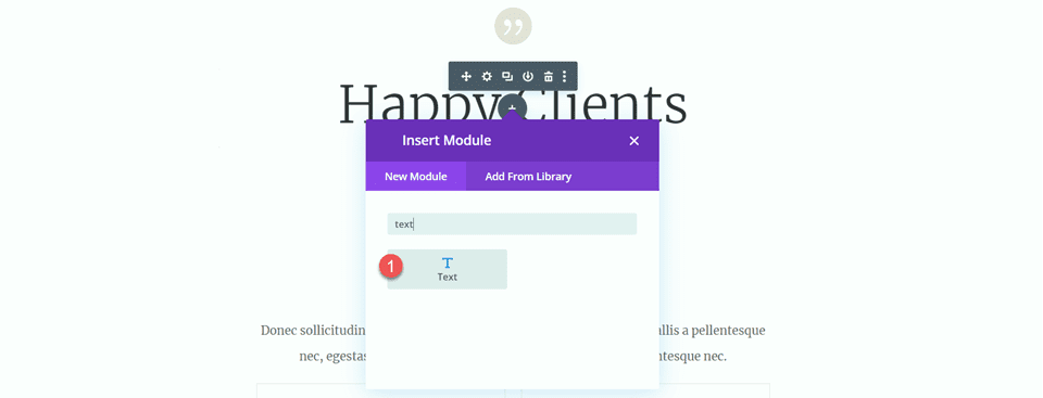 Divi verwendet das Divider-Modul, um ein Gleichgewicht im Design zu schaffen. Fügen Sie ein Textmodul hinzu