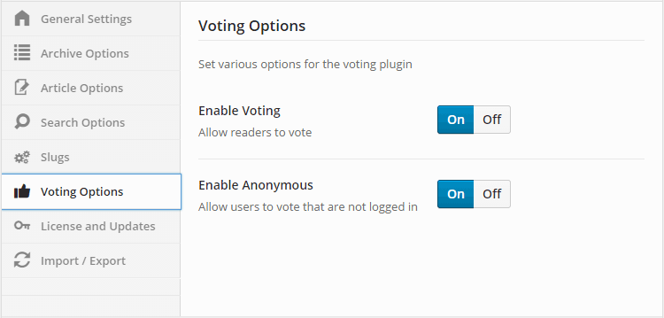 Paramètres de vote de la base de connaissances