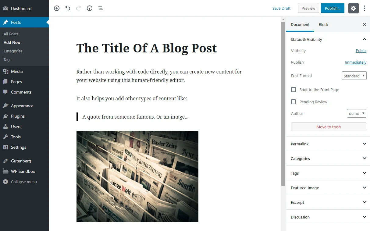 editor de WordPress